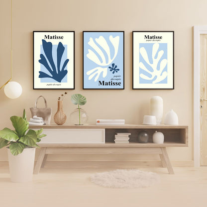 3'lü Mavi Matisse Duvar Posteri