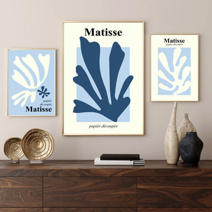 3'lü Mavi Matisse Duvar Posteri