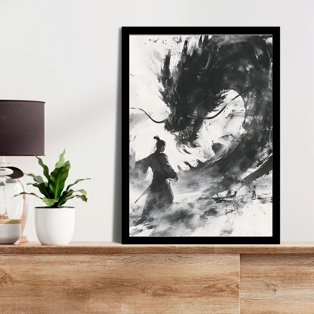 Minimalist Ejderha Duvar Posteri
