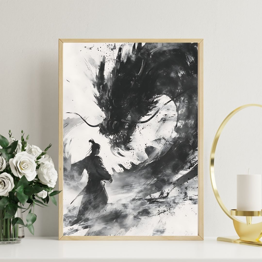 Minimalist Ejderha Duvar Posteri